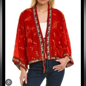 Johnny Was Red Kimono Jacket